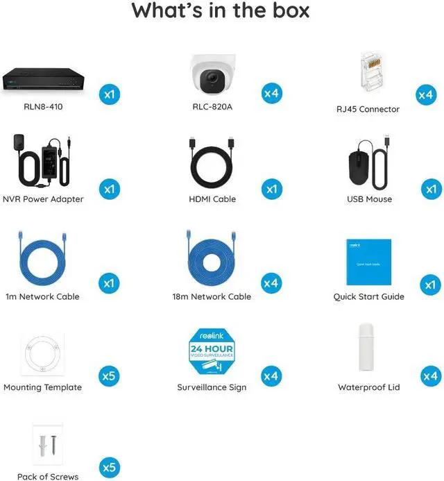 Alt view image 7 of 7 - Reolink 8CH 4K Outdoor Security Camera System, 4pcs 8MP Smart Person/Vehicle Detection Wired PoE IP Dome Cameras, 8CH 2TB HDD NVR for 24/7 Recording Remote Access, RLK8-820D4-A