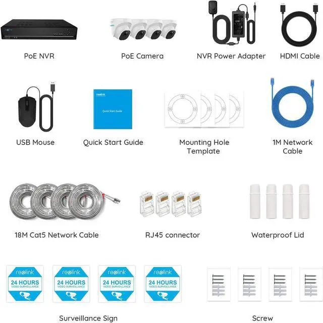 Alt view image 7 of 7 - Reolink 5MP Security Camera System, 4pcs 5MP Person/Vehicle Detection Smart Wired Outdoor PoE IP Cameras, 8MP 8-Channel NVR with 2TB HDD for 24/7 Recording, RLK8-520D4-A