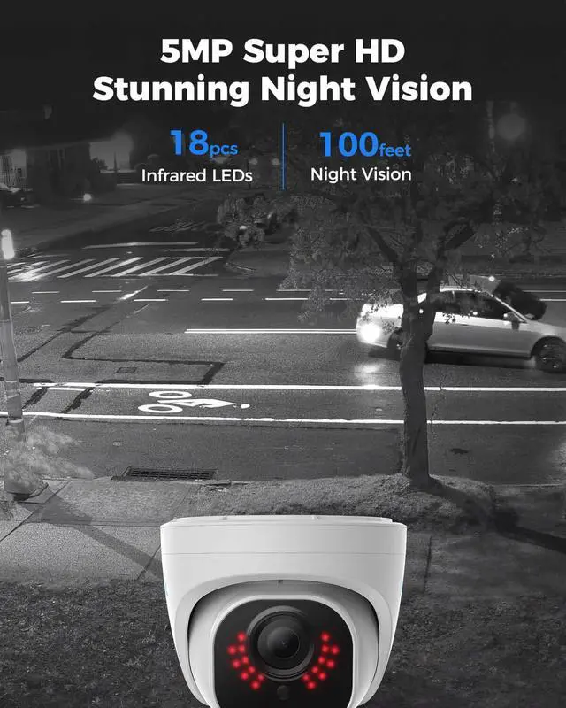 Alt view image 2 of 7 - Reolink 5MP Security Camera System, 4pcs 5MP Person/Vehicle Detection Smart Wired Outdoor PoE IP Cameras, 8MP 8-Channel NVR with 2TB HDD for 24/7 Recording, RLK8-520D4-A