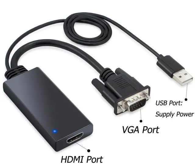 Alt view image 5 of 7 - PROSTER VGA to HDMI Adapter 1080P &USB Audio Video Converter Cable For PC Laptop HDTV VGA to HDMI Adapter Converter Output 1080P HD Gold Plated VGA Male to HDMI Female Audio Video Cable SVGA to HDMI