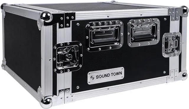 Alt view image 4 of 7 - Sound Town 6U PA/DJ Rack/Road Case, 6-Space, with 17 Depth, Plywood, Metal Ball Corners (STRC-6U)