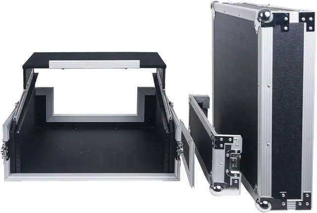 Alt view image 4 of 7 - Sound Town 2U Glide Style Rack Case with 11U Slant Mixer Top, 20” Rackable Depth and Laptop Platform (STMR-2ULT)
