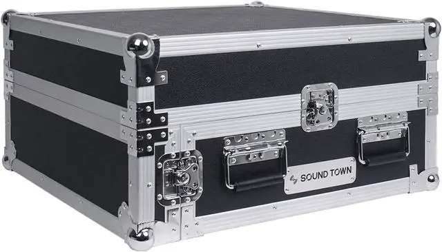 Alt view image 6 of 7 - Sound Town 2U Glide Style Rack Case with 11U Slant Mixer Top, 20” Rackable Depth and Laptop Platform (STMR-2ULT)