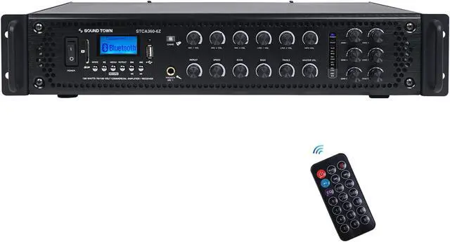 Main image of Sound Town 360 Watts 6-Zone 70V/100V Commercial Power Amplifier with Bluetooth, for Restaurants, Lounges, Bars, Pubs, Schools and Warehouses (STCA360-6Z)