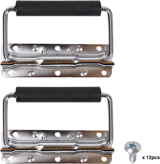 Main image of Sound Town 2-pack Spring Loaded Case Handles, Stainless Surface Mount Handle with Rubber Grip, for Rack Case, Chest, PA Speaker Cabinet, Chromed (ST-RHW-18)