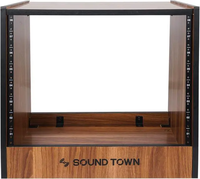 Alt view image 3 of 6 - Sound Town DIY 8U Studio Rack with Furniture Grade Walnut Laminate (SDRK-8WN)