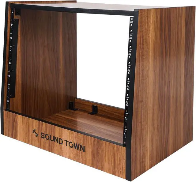 Alt view image 4 of 6 - Sound Town DIY 8U Studio Rack with Furniture Grade Walnut Laminate (SDRK-8WN)