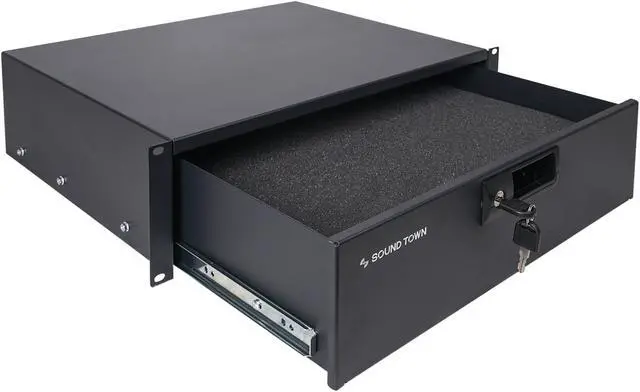 Alt view image 2 of 7 - Sound Town 19-inch 3U Locking Rack Drawer, with Protection Foam (STRD-3D)
