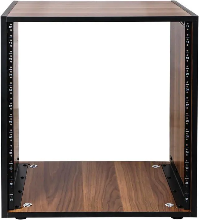 Alt view image 3 of 6 - Sound Town DIY 12U Studio Rack with Furniture Grade Walnut Laminate, Rubber Feet, Casters (SDRK-12WN)