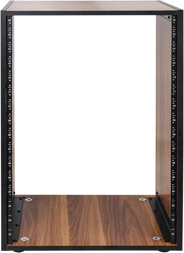Alt view image 3 of 6 - Sound Town DIY 16U Studio Rack with Furniture Grade Walnut Laminate, Rubber Feet, Casters (SDRK-16WN)