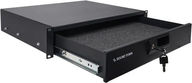 Main image of Sound Town 19-inch 2U Locking Rack Drawer, with Protection Foam (STRD-2D)