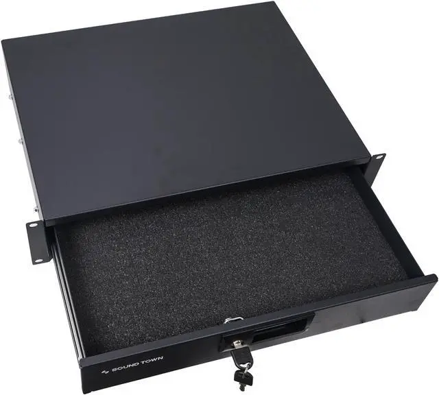 Alt view image 4 of 7 - Sound Town 19-inch 2U Locking Rack Drawer, with Protection Foam (STRD-2D)