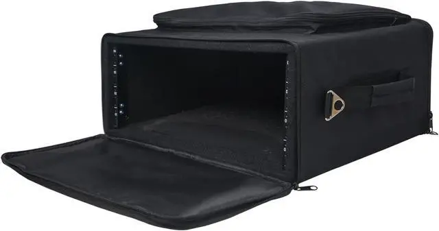 Alt view image 3 of 7 - Sound Town Portable 4U Rack Bag, Soft Rack Case with 14" Rackable Depth, Plywood Rack Frame, Shoulder Strap, Accessory Pocket (STRB-416B)