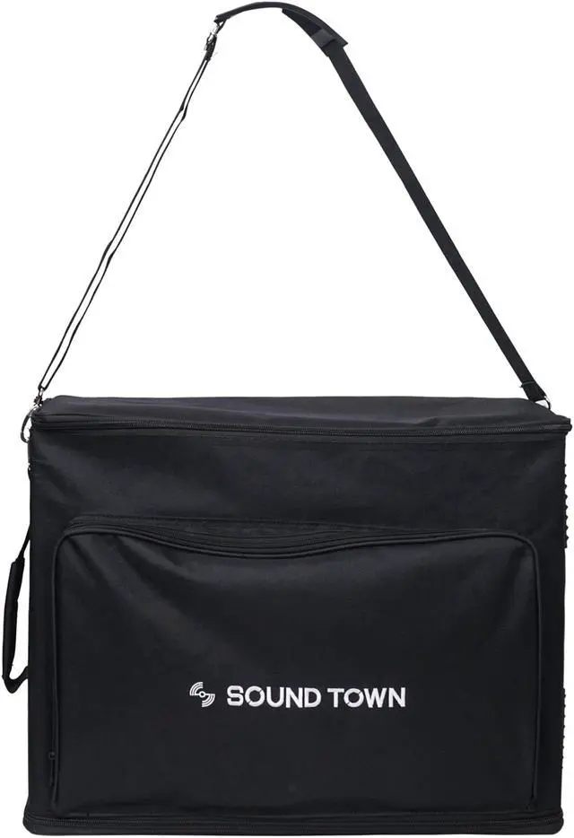 Alt view image 6 of 7 - Sound Town Portable 4U Rack Bag, Soft Rack Case with 14" Rackable Depth, Plywood Rack Frame, Shoulder Strap, Accessory Pocket (STRB-416B)
