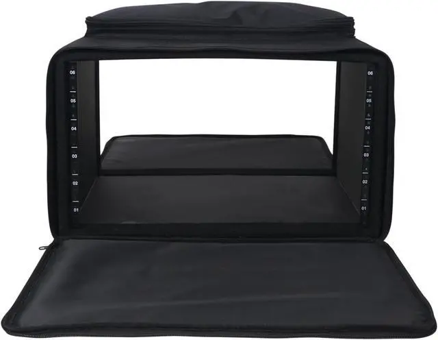 Alt view image 3 of 7 - Sound Town Portable 6U Rack Bag, Soft Rack Case with 14" Rackable Depth, Plywood Rack Frame, Shoulder Strap, Accessory Pocket (STRB-616B)