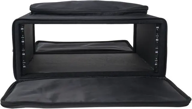 Alt view image 4 of 7 - Sound Town Portable 4U Rack Bag, Soft Rack Case with 14" Rackable Depth, Plywood Rack Frame, Shoulder Strap, Accessory Pocket (STRB-416B)
