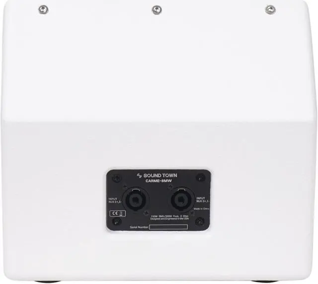 Alt view image 3 of 6 - Sound Town CARME Series 8" Coaxial 2-way Professional PA DJ Stage Monitor Speaker, White with U Mounting Bracket, for Installation, Live Sound, Bar, Church (CARME-U8MW)