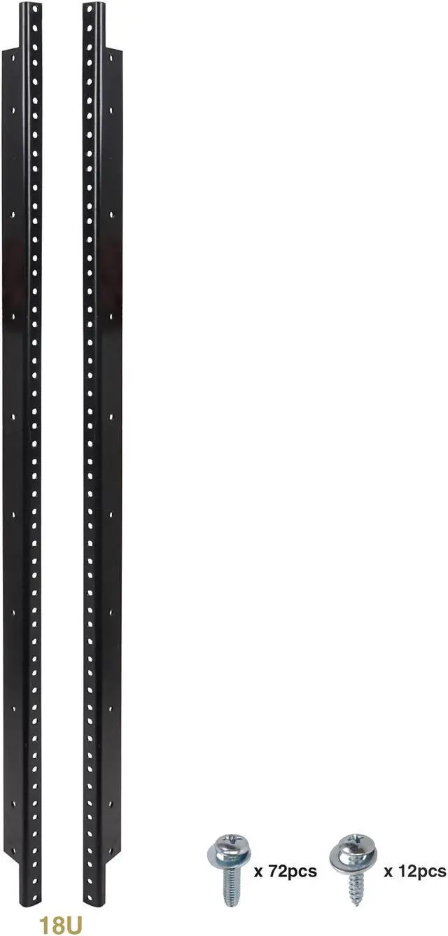 Main image of Sound Town 2-pack 18U Steel Rack Rails, with Black Powder Coated Finish and Screws (ST-RR-18U)