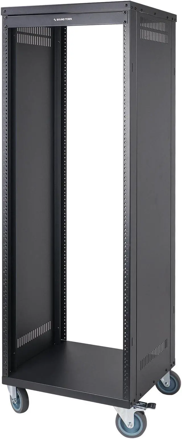 Alt view image 3 of 7 - STRK-M30U Sound Town 30U Universal Steel Rack, w/ 3" Locking Casters, Vented Side Panels for Audio Video, Server and Network Equipment (STRK-M30U)
