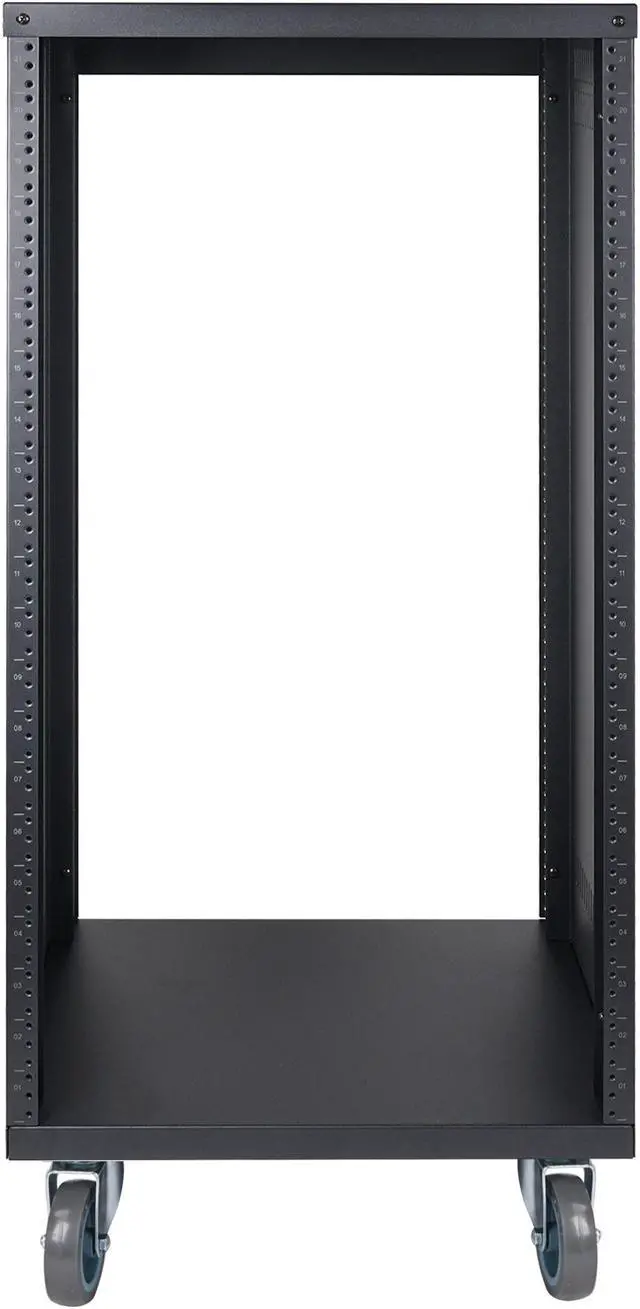 Alt view image 4 of 7 - STRK-M21U Sound Town 21U Universal Steel Rack, w/ 3" Locking Casters, Vented Side Panels for Audio Video, Server and Network Equipment (STRK-M21U)