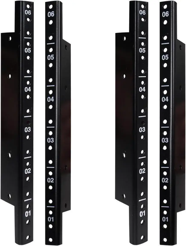 Main image of Sound Town 4-pack 6U Steel Rack Rails with Black Powder Coated Finish and Screws (ST-RR-06UX2)