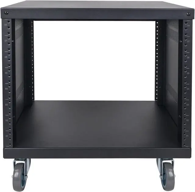 Alt view image 4 of 6 - STRK-M8U Sound Town 8U Universal Steel Rack, w/ 3" Locking Casters, Vented Side Panels for Audio Video, Server and Network Equipment (STRK-M8U)