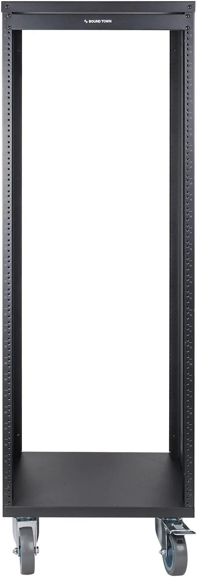 Alt view image 4 of 7 - STRK-M30U Sound Town 30U Universal Steel Rack, w/ 3" Locking Casters, Vented Side Panels for Audio Video, Server and Network Equipment (STRK-M30U)