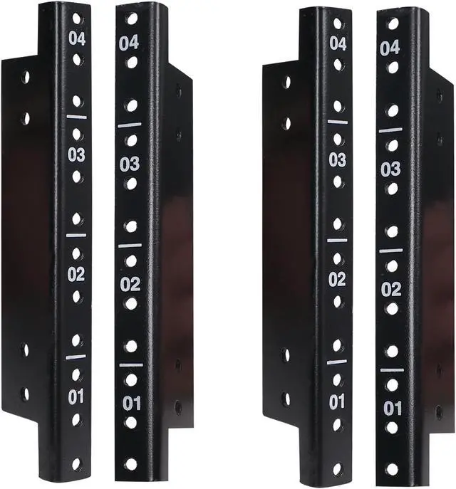 Main image of Sound Town 4-pack 4U Steel Rack Rails with Black Powder Coated Finish and Screws (ST-RR-04UX2)