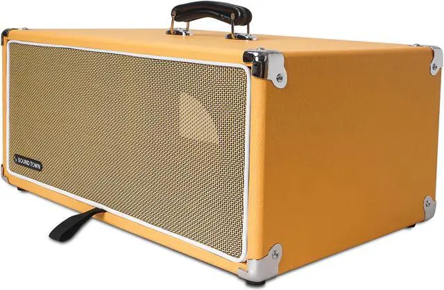 Alt view image 2 of 7 - Sound Town Vintage 4U Amp Rack Case, 12.5" Depth with Rubber Feet, Dust Cover, Kickstand, Orange (STVRC-4OR)