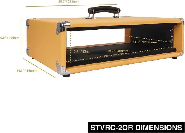 Alt view image 7 of 7 - Sound Town Vintage 2U Amp Rack Case, 12.5" Depth with Rubber Feet, Dust Cover, Kickstand, Orange (STVRC-2OR)