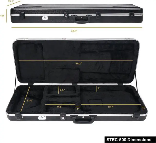 Alt view image 5 of 7 - Sound Town Lightweight ABS Road Case for Electric Guitar with TSA Approved Locking Latch and EPS Foam Plush Interior (STEC-500)