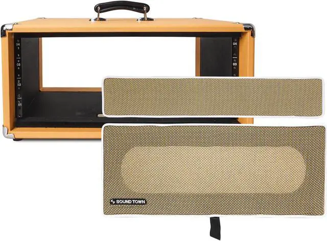 Alt view image 6 of 7 - Sound Town Vintage 4U Amp Rack Case, 12.5" Depth with Rubber Feet, Dust Cover, Kickstand, Orange (STVRC-4OR)
