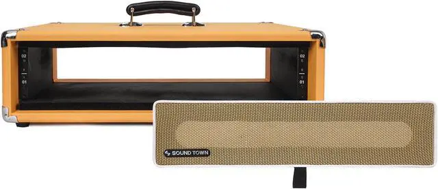 Alt view image 5 of 7 - Sound Town Vintage 2U Amp Rack Case, 12.5" Depth with Rubber Feet, Dust Cover, Kickstand, Orange (STVRC-2OR)