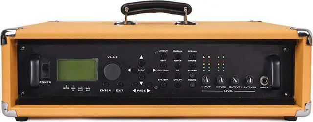 Alt view image 4 of 7 - Sound Town Vintage 2U Amp Rack Case, 12.5" Depth with Rubber Feet, Dust Cover, Kickstand, Orange (STVRC-2OR)