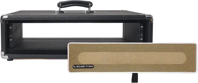 Alt view image 7 of 7 - Sound Town Vintage 2U Amp Rack Case, 12.5" Depth with Rubber Feet, Dust Cover, Kickstand, Black (STVRC-2BK)