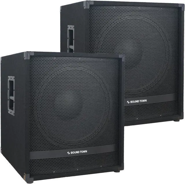 Main image of Sound Town Pair of 15" 1800W Powered Subwoofers with Class-D Amplifiers, 4" Voice Coils, High-Pass Filters (METIS-15PWG-PAIR)