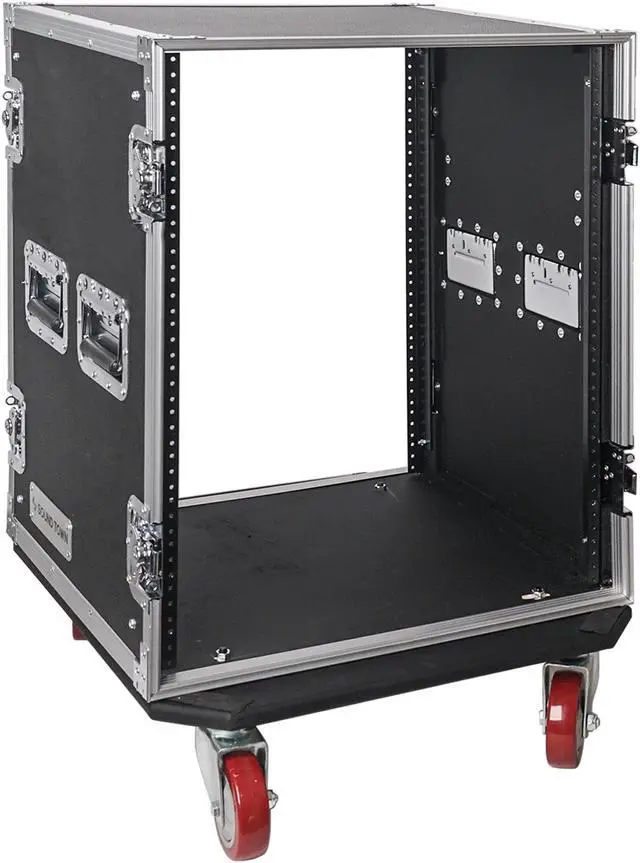 Alt view image 2 of 6 - Sound Town 14U PA/DJ Rack/Road Case, 14-Space, with 17" Depth, Casters, Plywood, Metal Ball Corners (STRC-14UW)