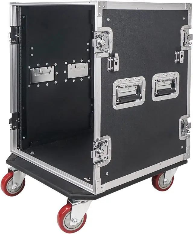 Alt view image 5 of 7 - Sound Town 14U PA/DJ Rack/Road Case, 14-Space, with 17" Depth, DJ Work Table, Casters, Plywood, Metal Ball Corners (STRC-14UWT)