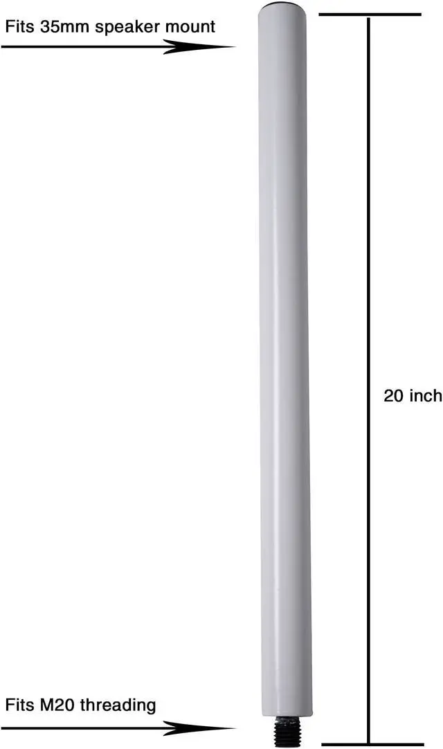 Alt view image 3 of 3 - Sound Town 2-pack Subwoofer/Speaker Extender Poles, Fits M20 Threading, White (STSD-M20W-PAIR)