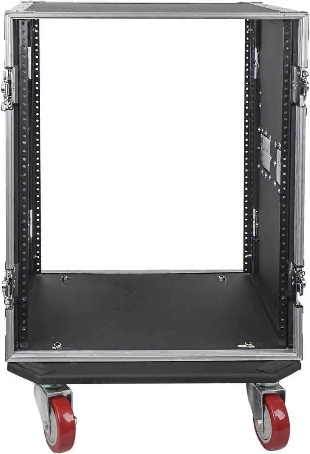 Alt view image 3 of 6 - Sound Town 14U PA/DJ Rack/Road Case, 14-Space, with 17" Depth, Casters, Plywood, Metal Ball Corners (STRC-14UW)