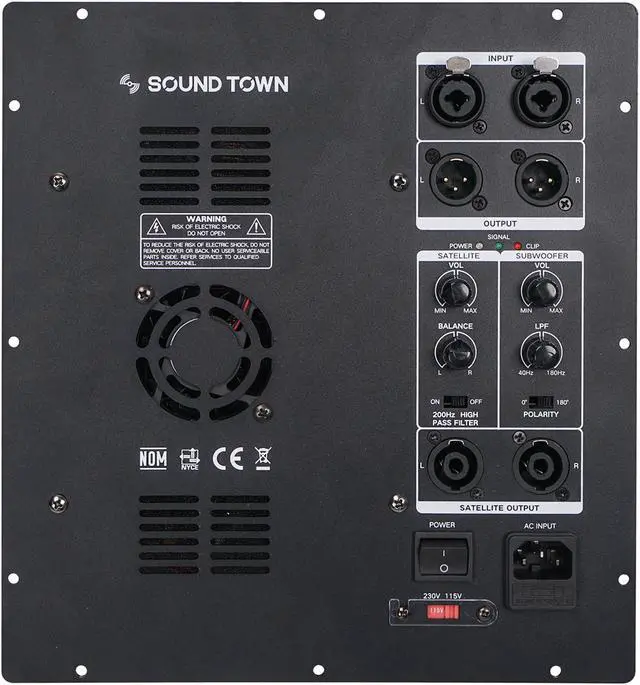 Alt view image 8 of 8 - Sound Town 1600 Watts 15” Powered Subwoofer with 2 Speaker Outputs, Plywood Enclosure and 2 Wheels, Black (CARPO-15SPW)