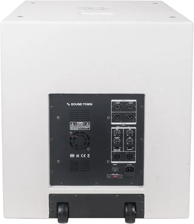 Alt view image 4 of 7 - Sound Town 2000W 18" Active Powered Subwoofer with 2 Speaker Outputs, DJ/PA Pro Audio Sub with 4" Voice Coil, White (CARPO-18SWPW)
