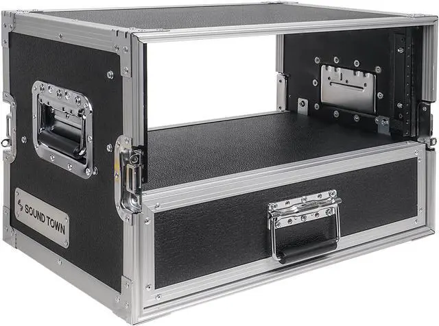 Alt view image 2 of 7 - Sound Town 4U Rack Case with 2U Rack Drawer for 19" Amps/Mixers/Microphone Receivers (STRC-4U2DR)