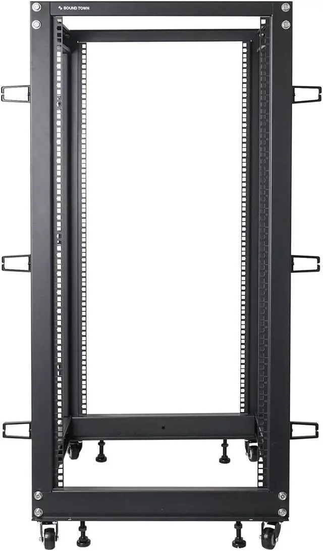 Alt view image 2 of 5 - Sound Town 4-Post 25U Open Frame Sever and Network Equipment Rack with Adjustable Depth 22"-40", Casters, Levelers, Cable Management (ST4POF-A25U)