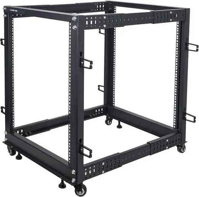Alt view image 3 of 6 - Sound Town 4-Post 15U Open Frame Sever and Network Equipment Rack with Adjustable Depth 22"-40", Casters, Levelers, Cable Management (ST4POF-A15U)