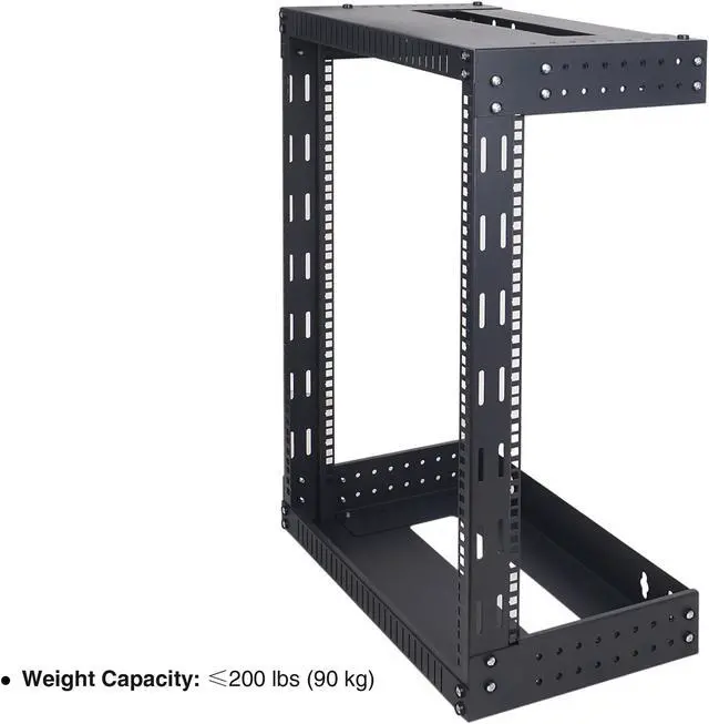 Alt view image 3 of 5 - Sound Town 2-Post 15U Wall-Mount Open Frame Server and Network Equipment Rack with Adjustable Depth 12"-20" (ST2PWOR-A15U)