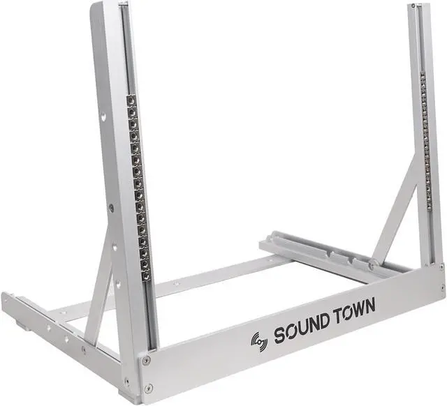 Alt view image 3 of 7 - Sound Town 8U Aluminum 2-Post Desktop Open-Frame Rack, Angle Adjustable, for Audio/Video, Network Switches, Routers, Patch Panels (2PF-8A)