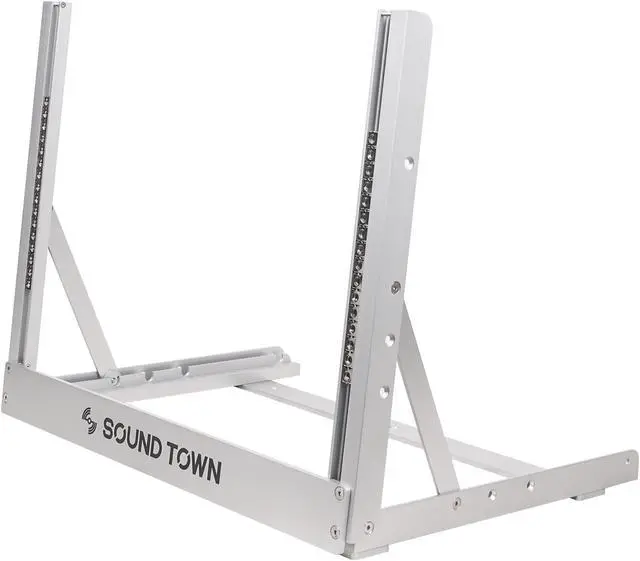 Alt view image 2 of 7 - Sound Town 8U Aluminum 2-Post Desktop Open-Frame Rack, Angle Adjustable, for Audio/Video, Network Switches, Routers, Patch Panels (2PF-8A)