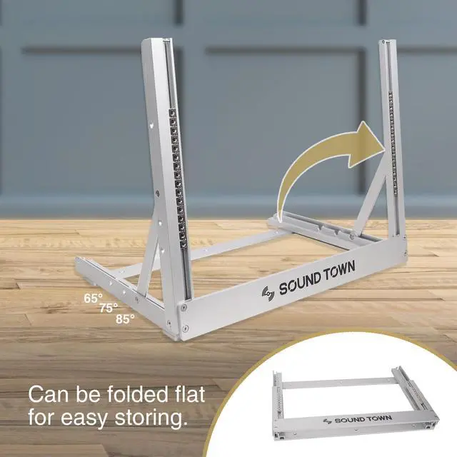 Alt view image 5 of 7 - Sound Town 8U Aluminum 2-Post Desktop Open-Frame Rack, Angle Adjustable, for Audio/Video, Network Switches, Routers, Patch Panels (2PF-8A)
