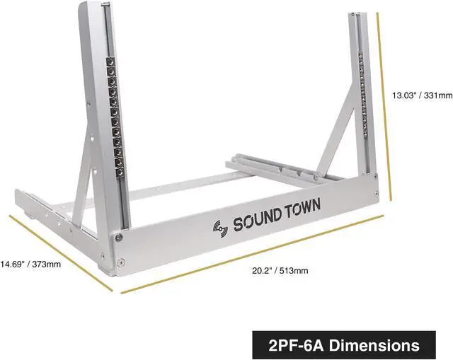 Alt view image 4 of 7 - Sound Town 6U Aluminum 2-Post Desktop Open-Frame Rack, Angle Adjustable, for Audio/Video, Network Switches, Routers, Patch Panels (2PF-6A)